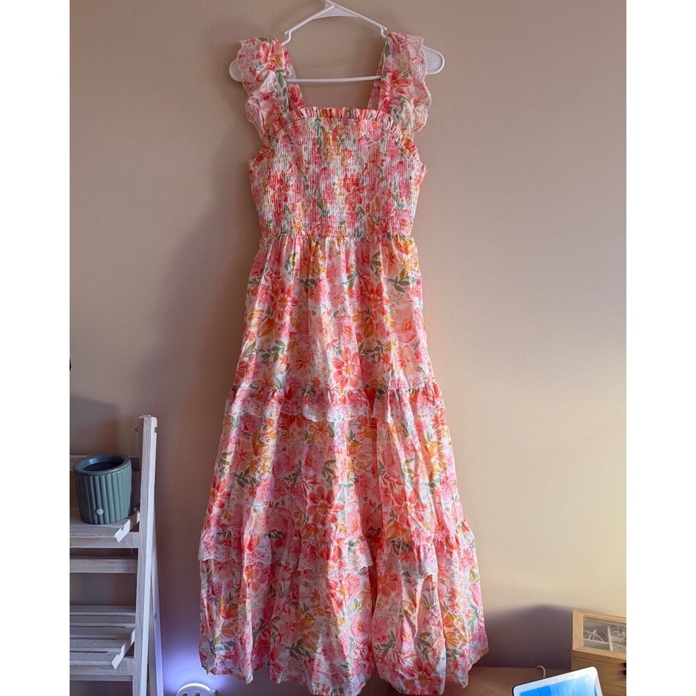 Haute Hippie Floral Smocked Maxi Shower Dress Church Mommy and Me